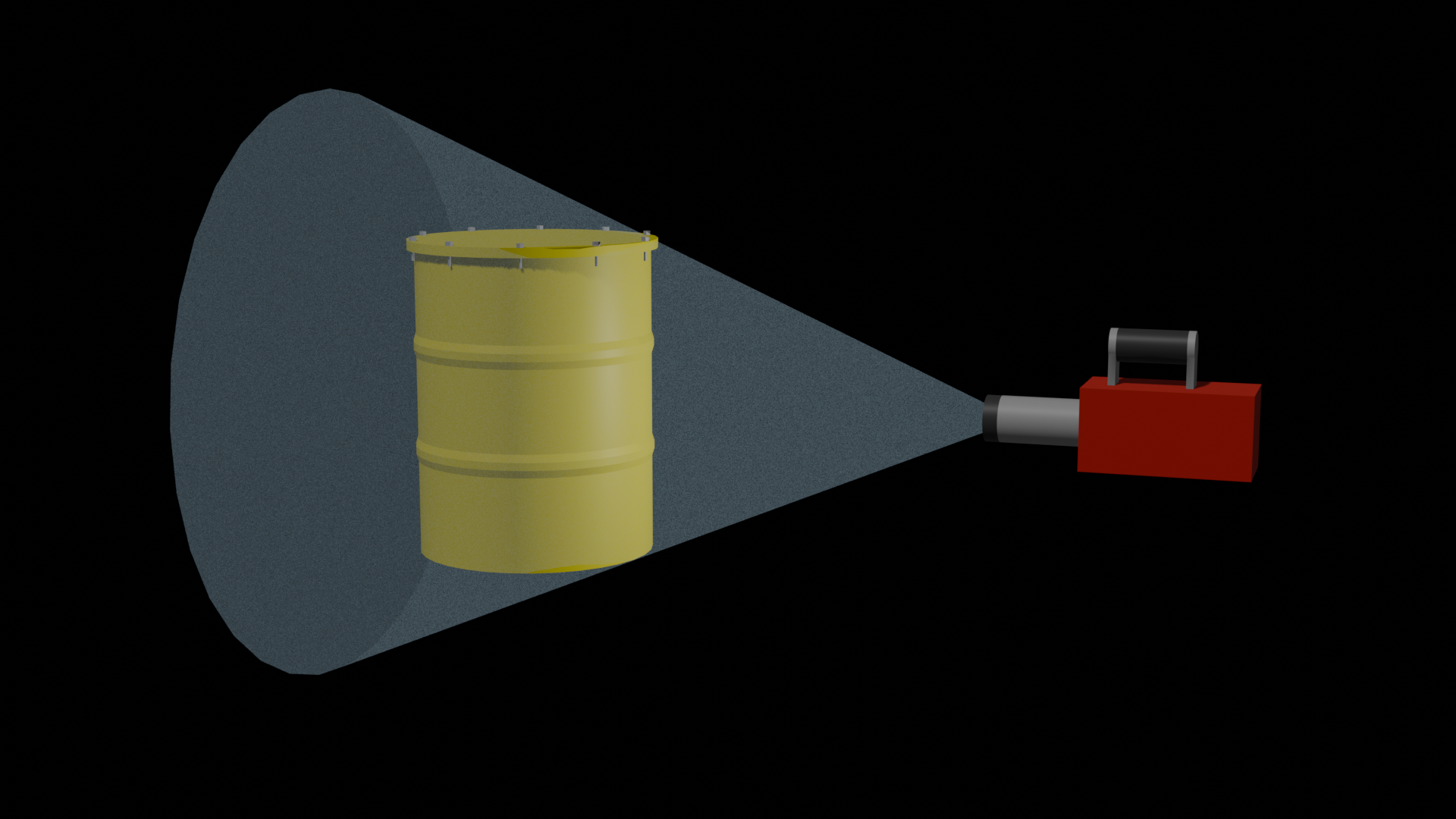 Schematische Darstellung einer Gamma-Messung in offener Geometrie
